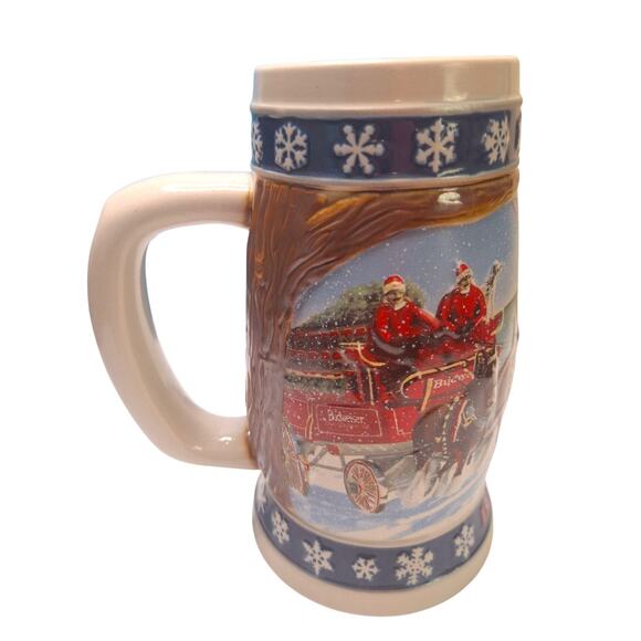 Handcrafted Budweiser Stein 1995 Holiday Lighting The Way 3D Beer Made In Brazil - Picture 1 of 7